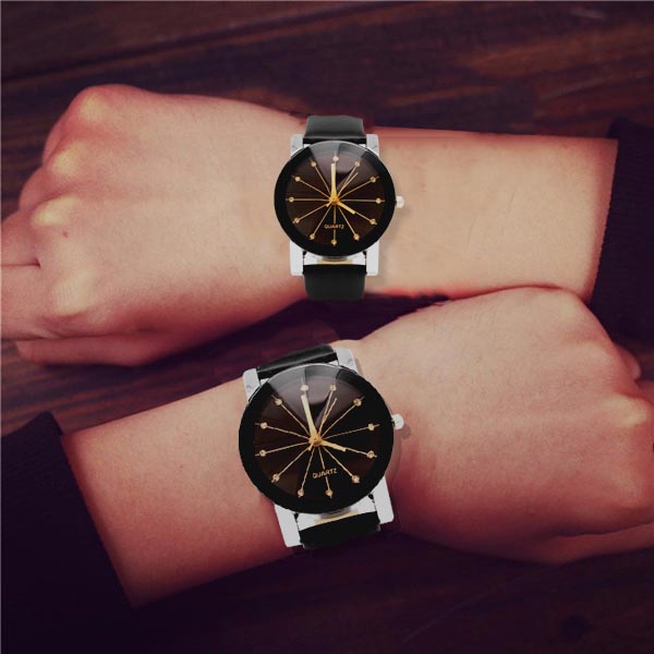 Pareja de relojes, Hombre y Mujer, Regalo Minimalista, Cuero Sintético 