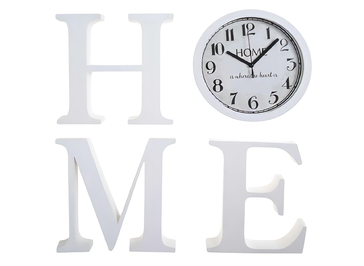 Reloj Decorativo De Pared Diseño Palabra Home (4 Piezas)