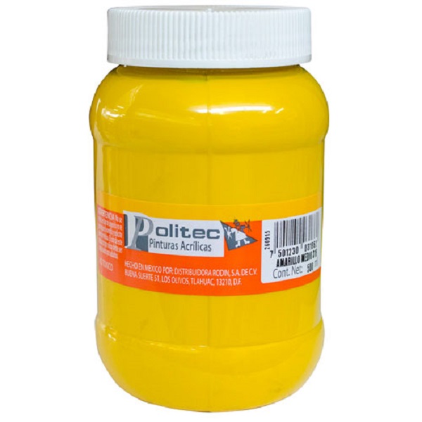 PINTURA ACRÍLICA POLITEC 500 ML AMARILLO MEDIO
