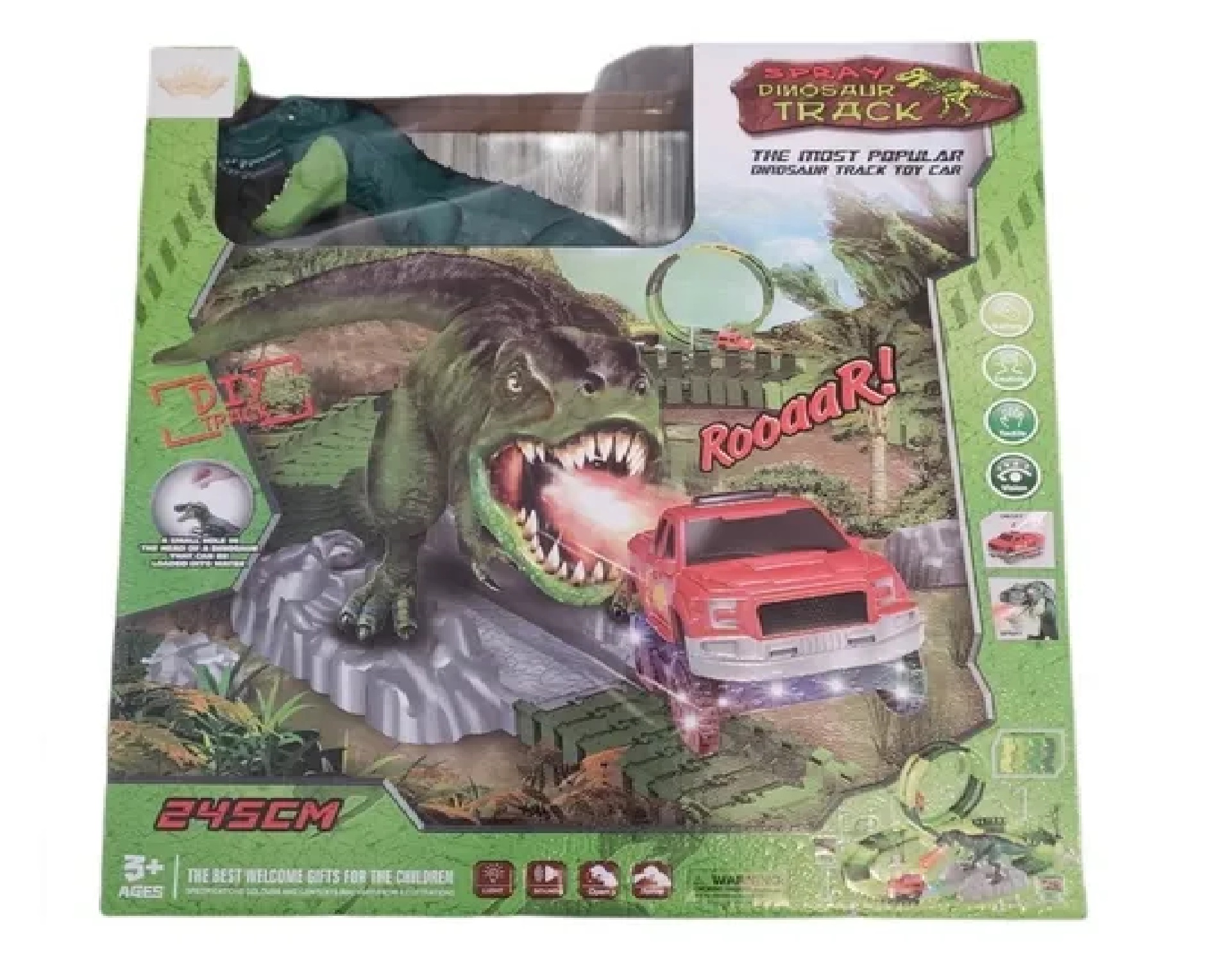 Pista De Carreras Dinosaurio Spray Track 105 Pza 245 Cm Niñ@