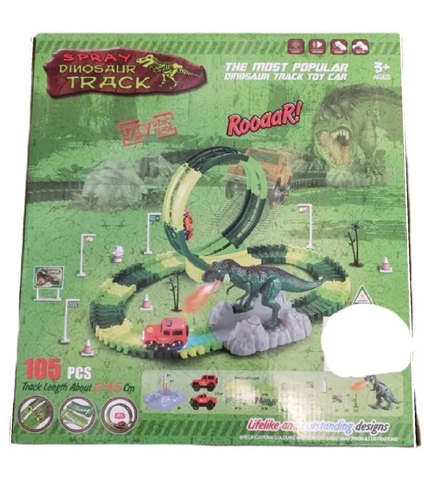 Pista De Carreras Dinosaurio Spray Track 105 Pza 245 Cm Niñ@