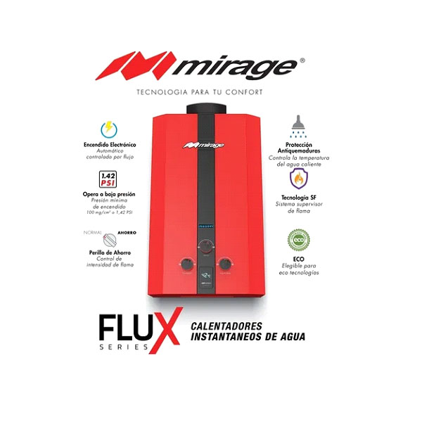Calentador De Agua De Paso Mirage De 10 Lts Mbf10bb Rojo 