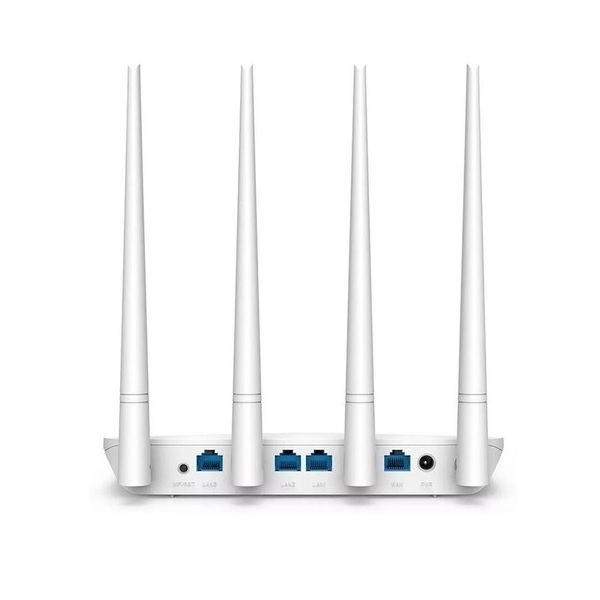 Router Wireless Blanco 4 Antenas Modem F6 Puertos 4 RJ45Enthernet Indicador LED PC Lap
