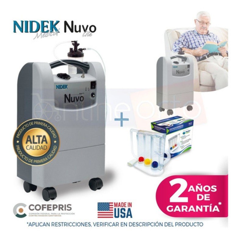 Concentrador De Oxigeno 5 Lts Nuvo Lite Nidek + Inspirómetro