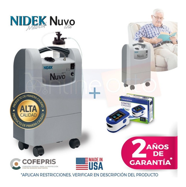 Concentrador De Oxigeno 5 Litros Nuvo Lite Nidek + Oximetro