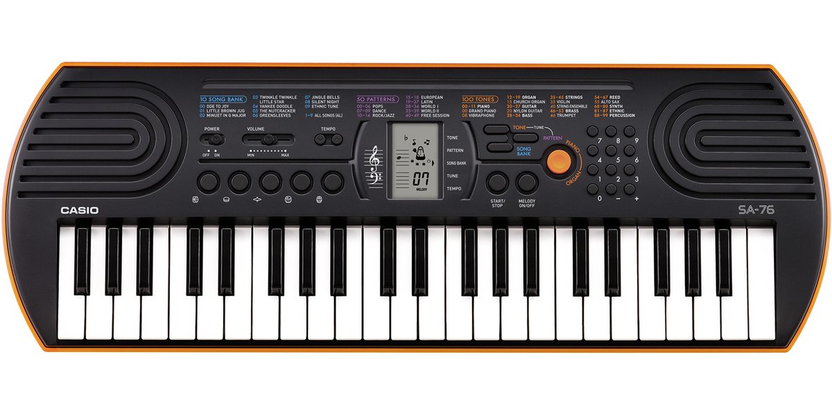 Casio Teclado de 44 Teclas Mini Con Eliminador Modelo Sa-76