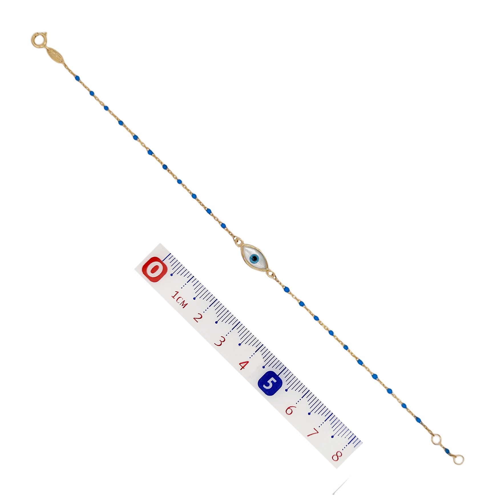 Pulsera con Diseño de Ojo Turco en Oro Amarillo de 14 K + Obsequio