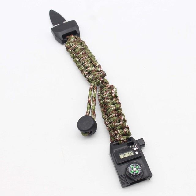 Reloj Digital Paracord Multifuncional con Navaja Pedernal Brujula y Silbato