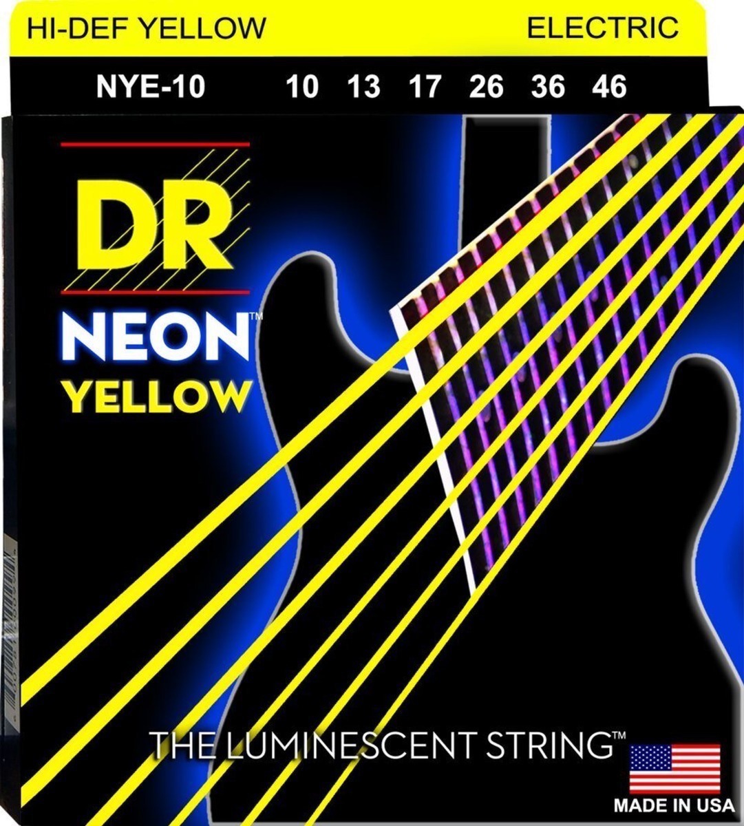 Paquete Cuerdas P/ Guitarra Neon Yellow, Dr Strings Nye-10