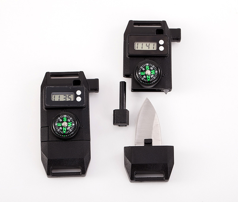 Reloj Digital Paracord Multifuncional con Navaja Pedernal Brujula y Silbato
