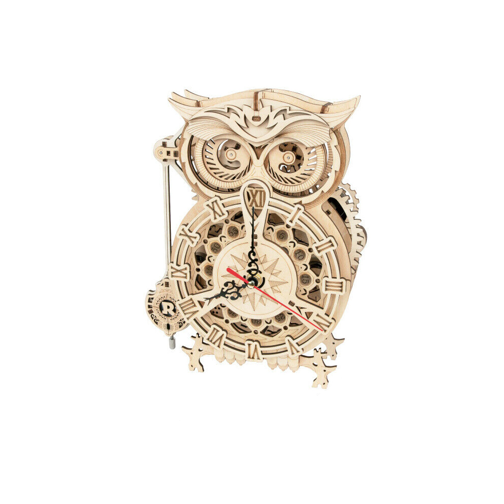 Rompecabezas 3d Reloj Buho Robotime Madera .