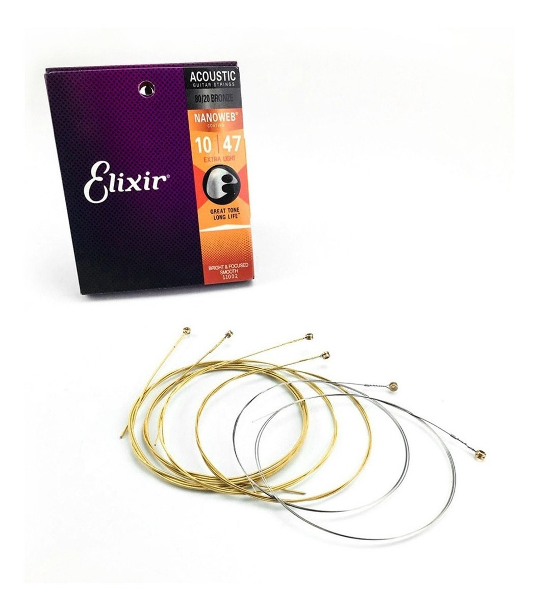 Paquete De Cuerdas P/guitarra Acustica 10/47, Elixir 11002.