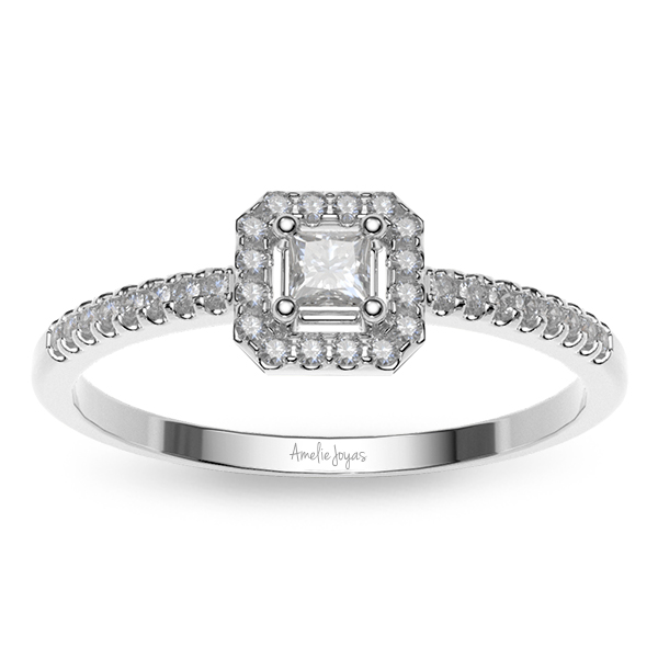 Anillo de Compromiso con 20 puntos Diamante Natural Certificado Oro 14K Amelie Joyas