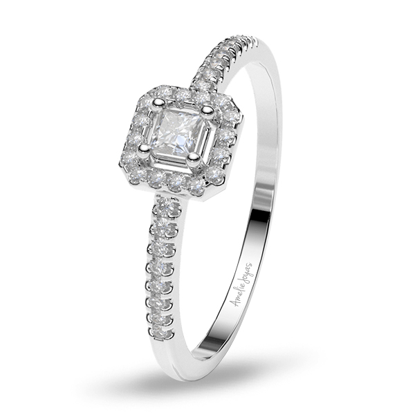 Anillo de Compromiso con 20 puntos Diamante Natural Certificado Oro 14K Amelie Joyas