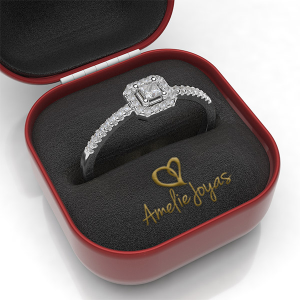 Anillo de Compromiso con 20 puntos Diamante Natural Certificado Oro 14K Amelie Joyas