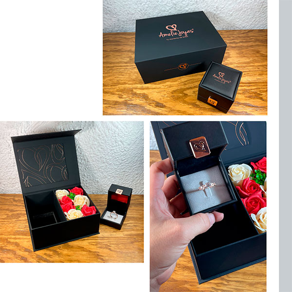 Anillo de Compromiso con 20 puntos Diamante Natural Certificado Oro 14K Amelie Joyas