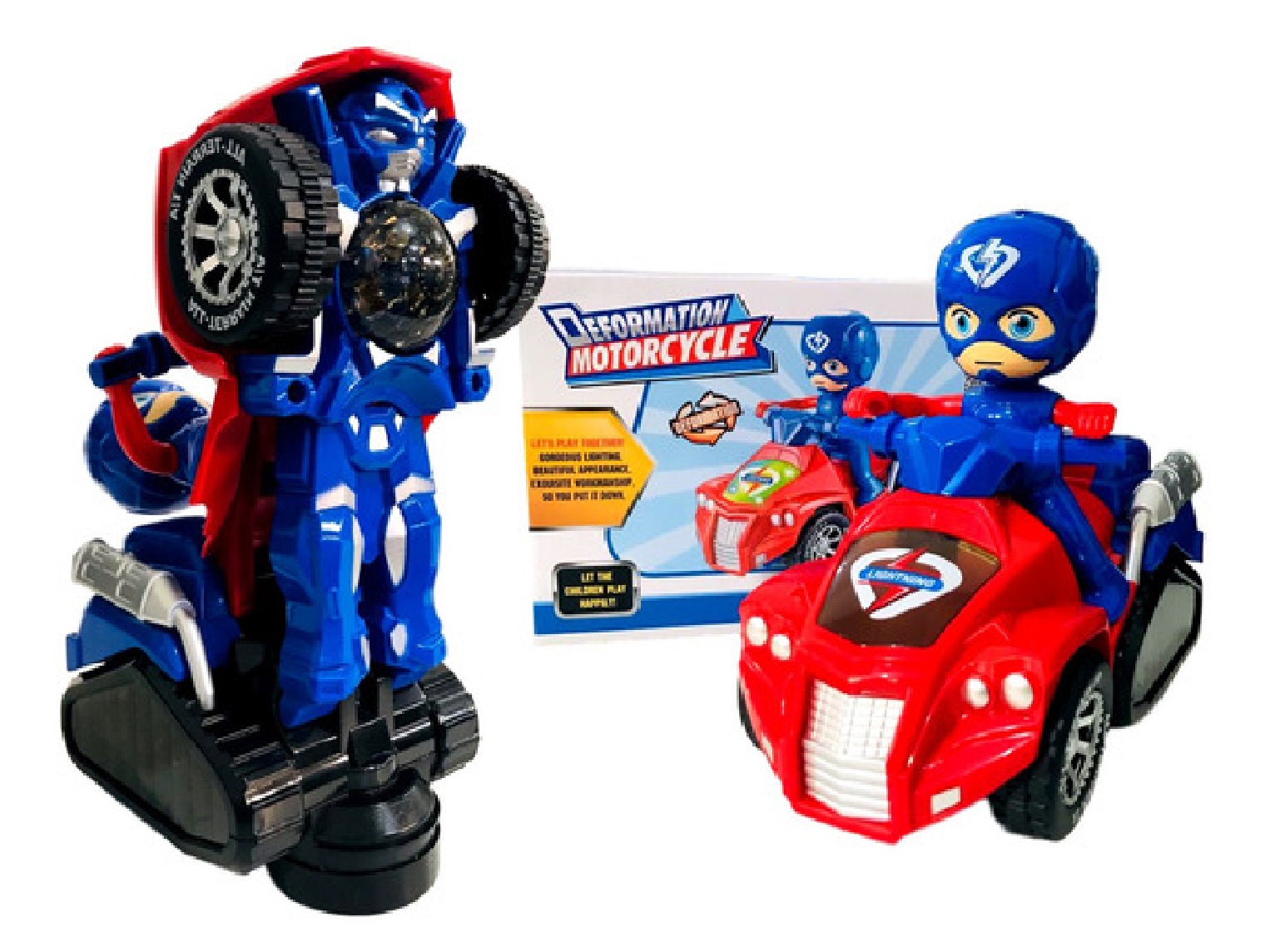 Transformer 2 En 1 Luz Sonido Cool Shape Motorcycle Niño Rojo