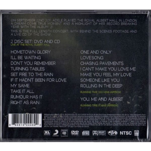 CD Adele ~ Live at the Royal Albert Hall (c/DVD)