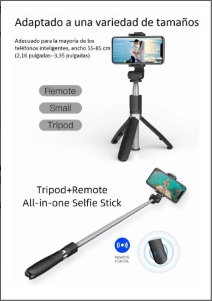 Bluetooth Selfie Stick Para  Ios / Android  Con Trípode