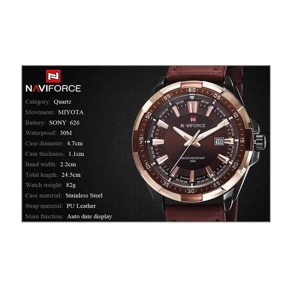 Reloj Hombre Naviforce Piel Negocios De Lujo Original Nf9056