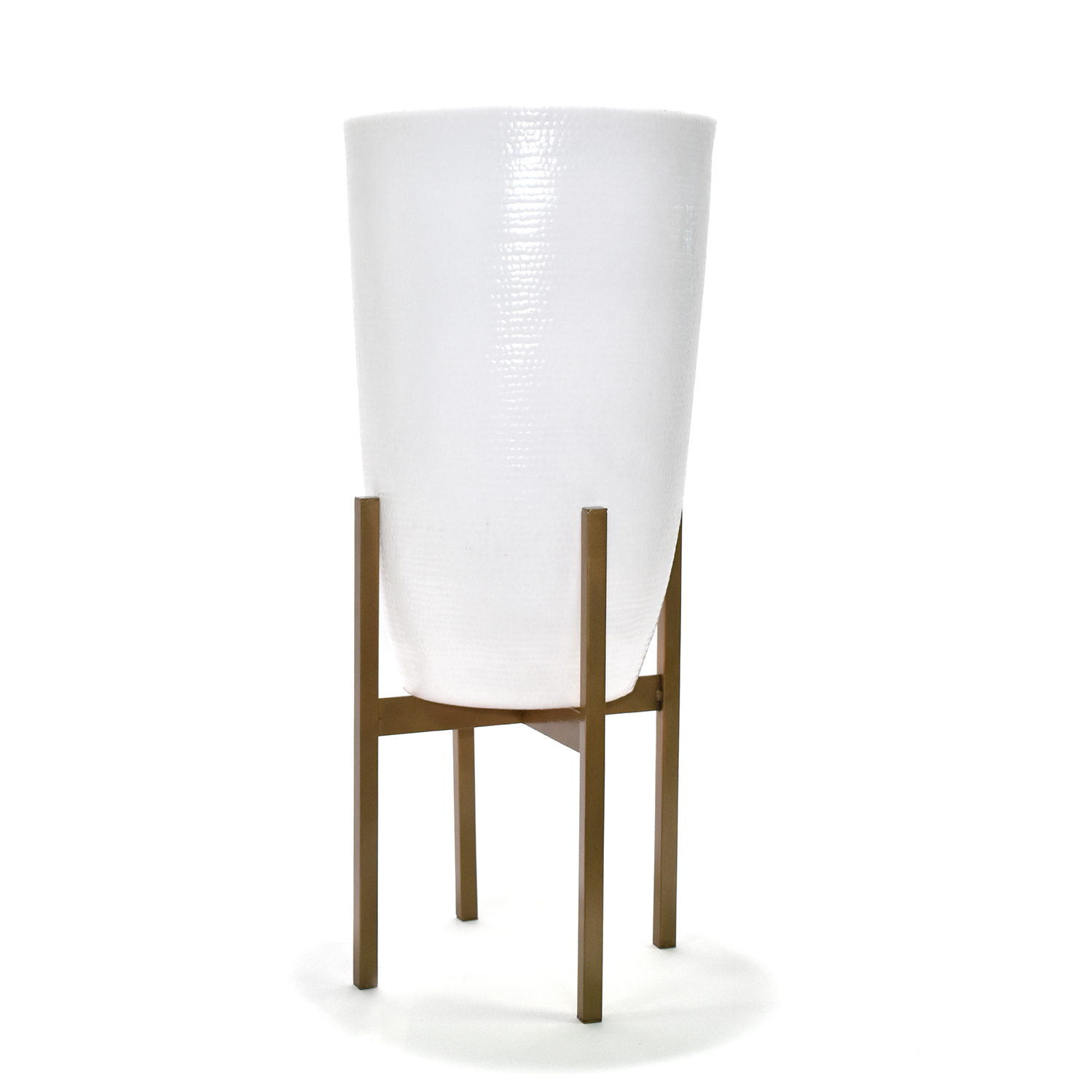 Maceta Minimalista Int/Ext Blanco Base Metal