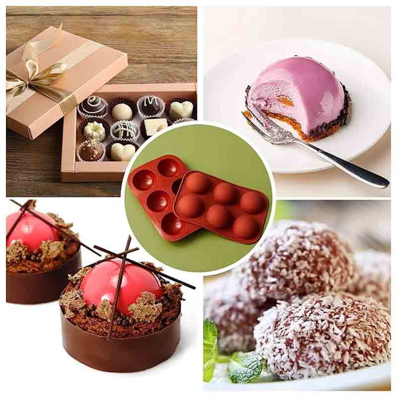 Molde De Silicon 6 cavidades Set 4 Plantillas Media Esfera Para Postres Chocobombas y Repostería