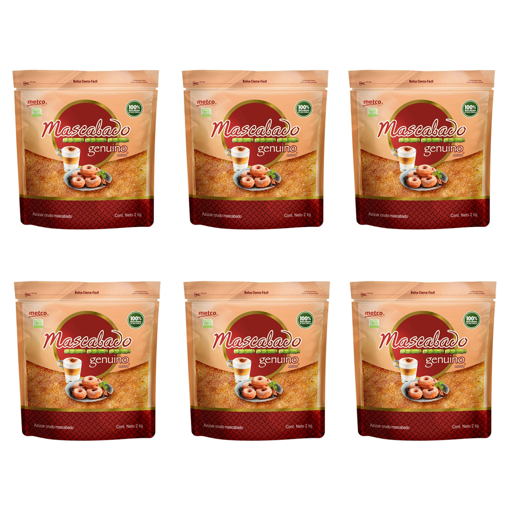 Azúcar Mascabado Metco Genuino 6 piezas de 2 kg c/u