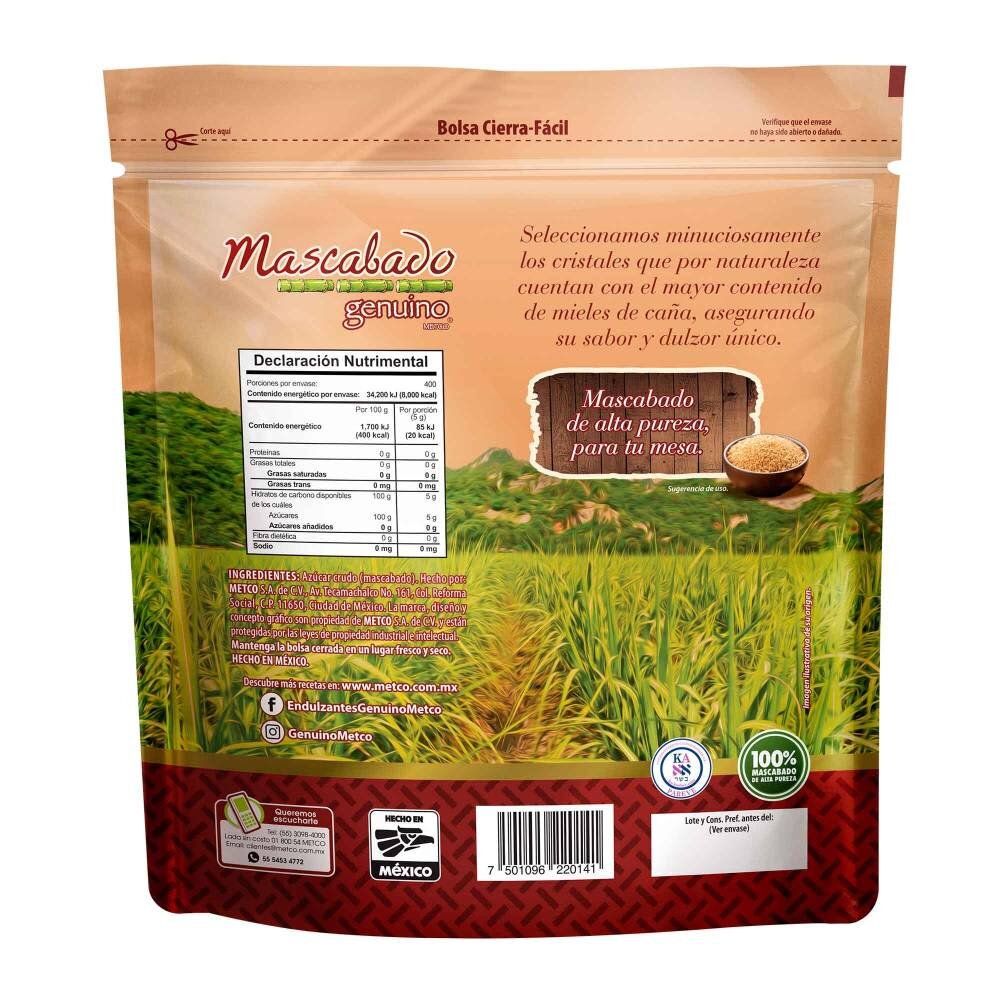 Azúcar Mascabado Metco Genuino 6 piezas de 2 kg c/u