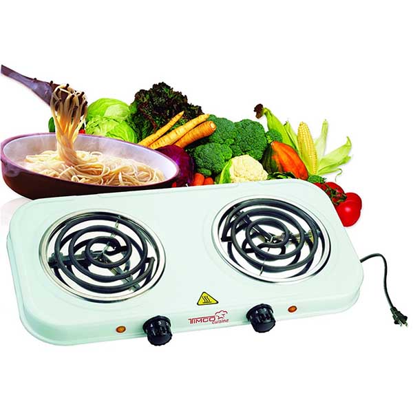 Cocina Eléctrica Portátil Placa Doble 1000W x 2 con Regulador de  Temperatura