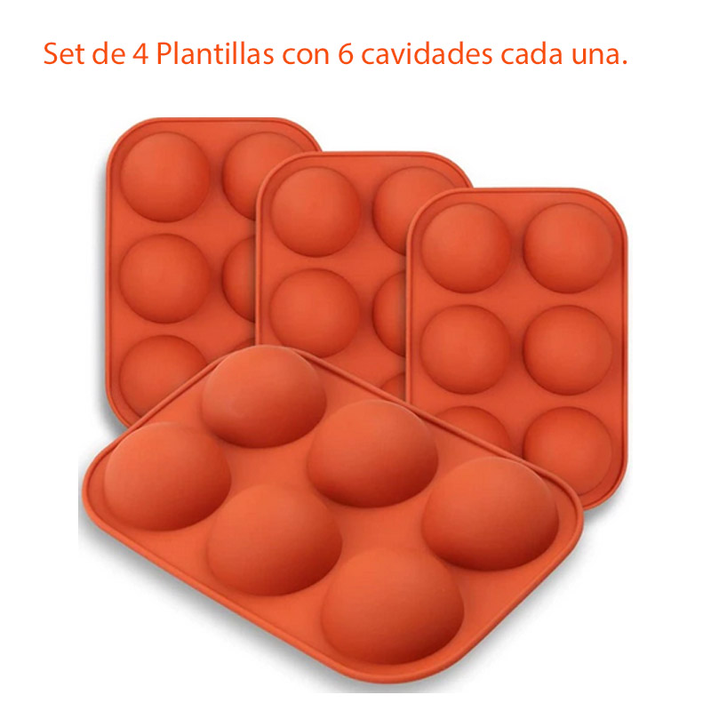 Molde De Silicon 6 cavidades Set 4 Plantillas Media Esfera Para Postres Chocobombas y Repostería