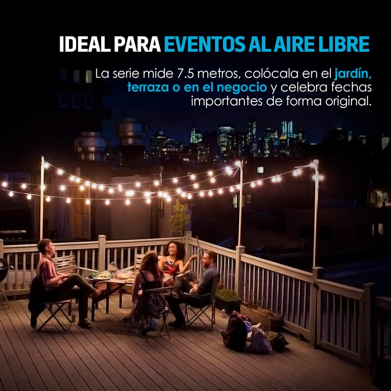 Serie de 25 Focos Colgantes Vintage para Exteriores Redlemon