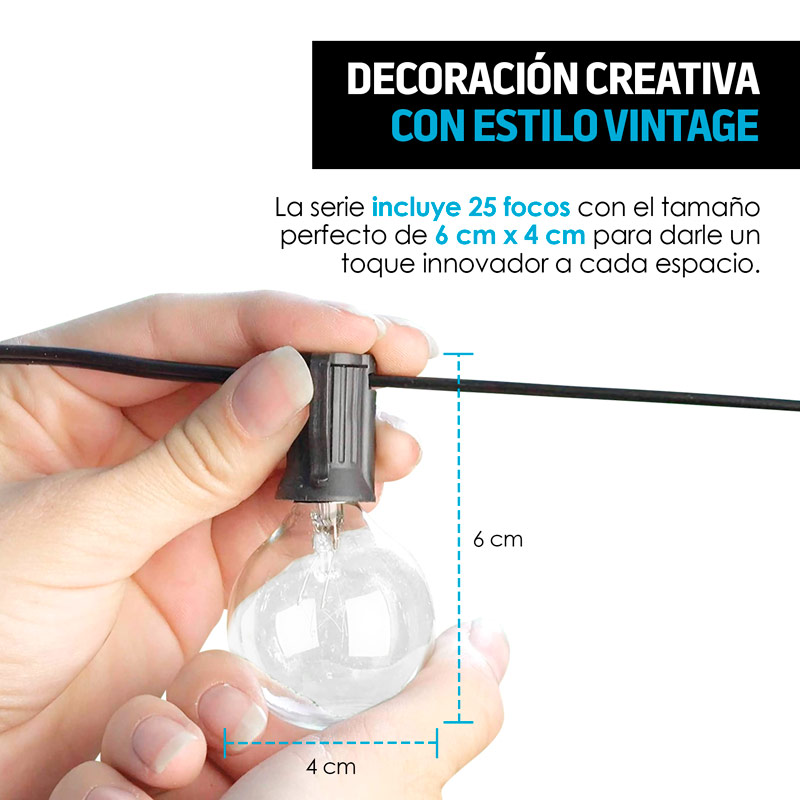 Serie de 25 Focos Colgantes Vintage para Exteriores Redlemon