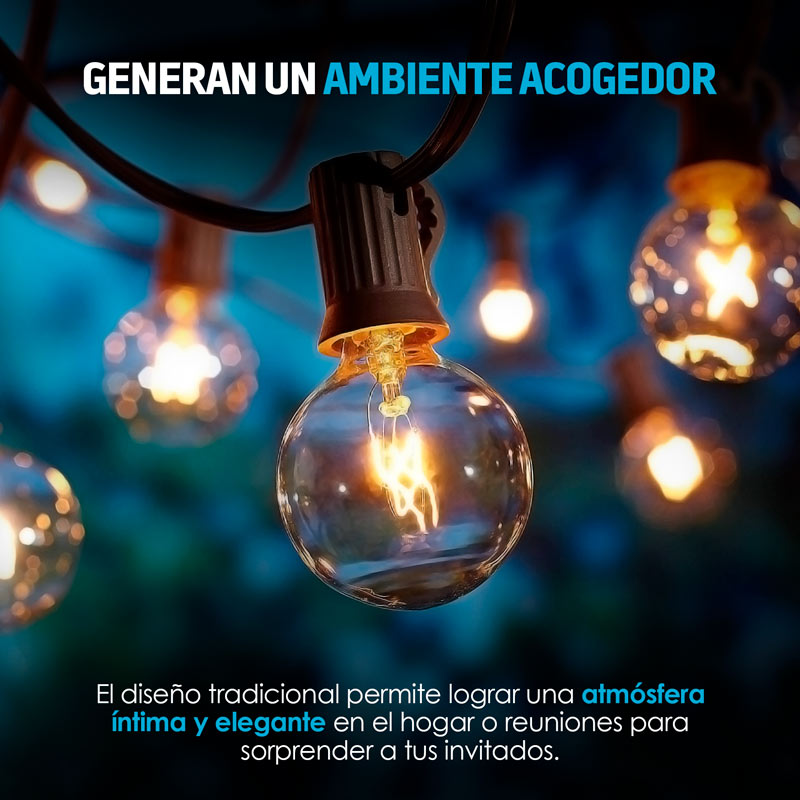 Serie de 25 Focos Colgantes Vintage para Exteriores Redlemon
