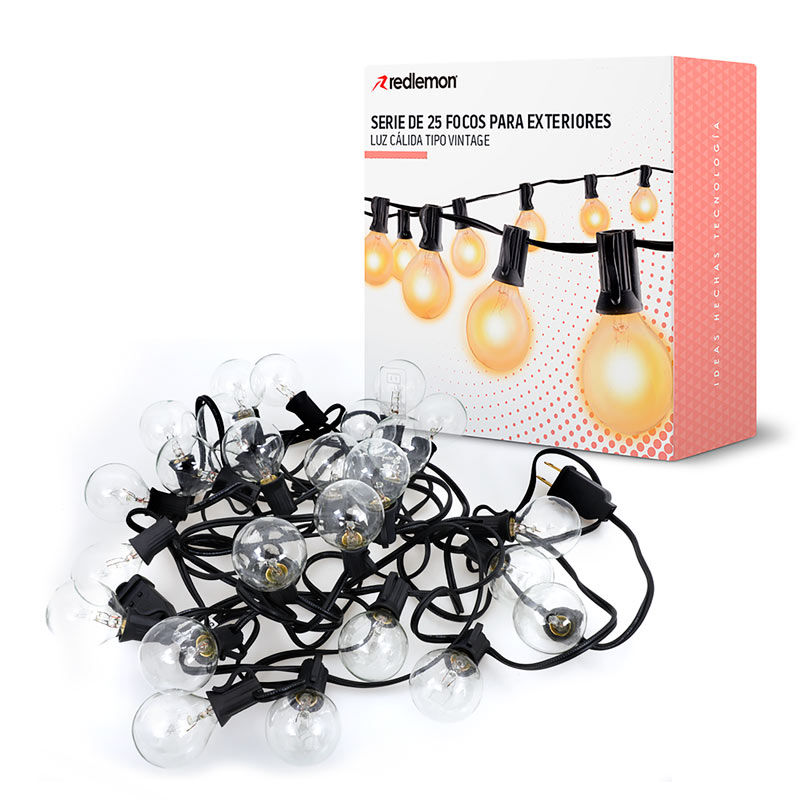 Serie de 25 Focos Colgantes Vintage para Exteriores Redlemon