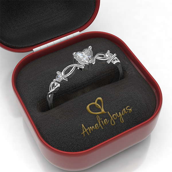 Anillo de Compromiso con 23 puntos Diamante Natural Certificado Oro 14K Amelie Joyas