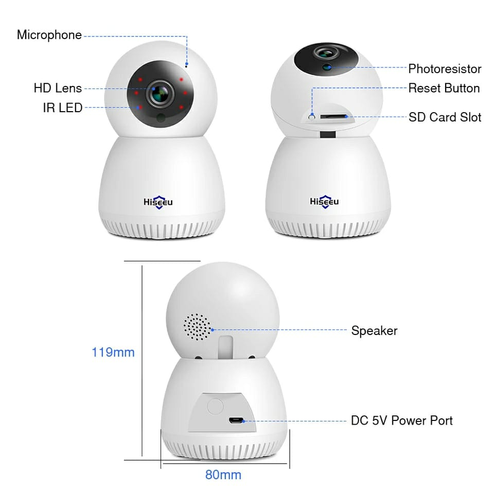 Camara De Seguridad Wifi Interiores 2MP HD Giratoria ,Audio,Voz HIsseu 