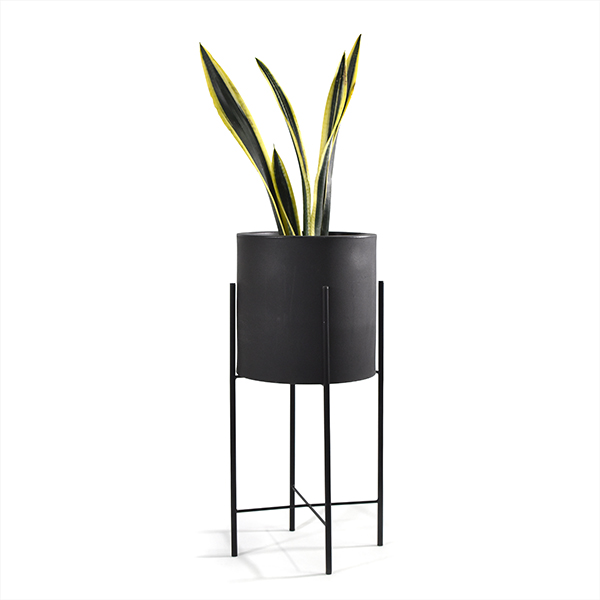 Set 3 Macetas Negras Modernas Con Base N. Metal Int/ext.