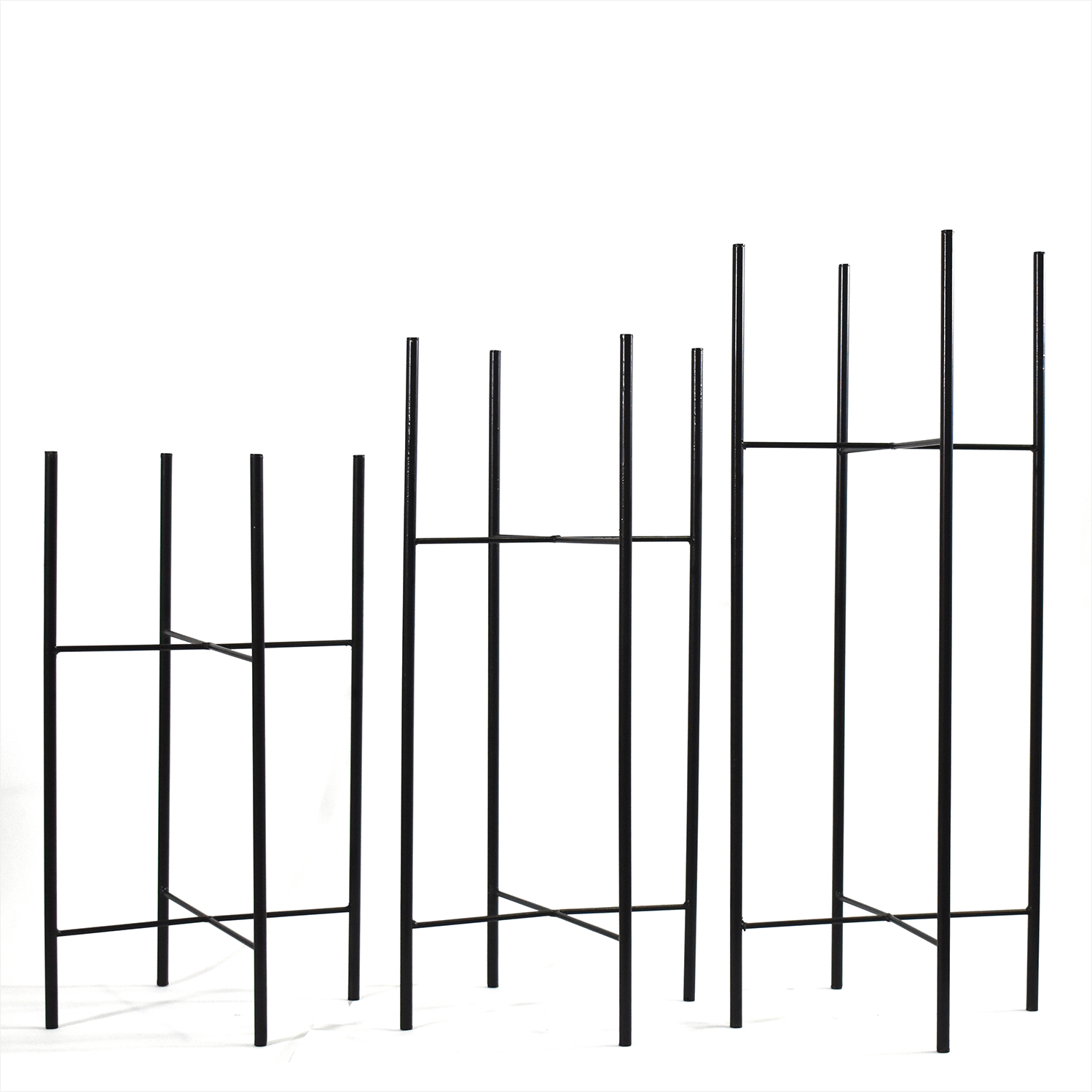 Set 3 Macetas Negras Modernas Con Base N. Metal Int/ext.