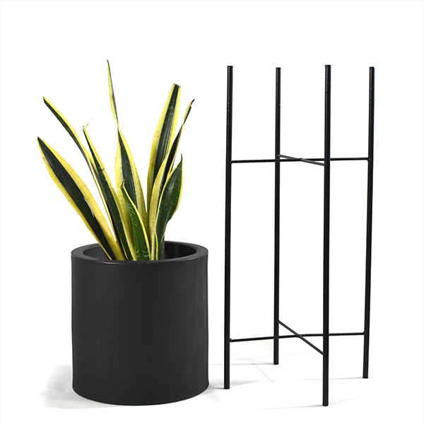 Set 3 Macetas Negras Modernas Con Base N. Metal Int/ext.