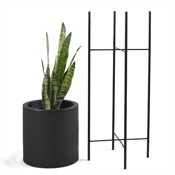 Set 3 Macetas Negras Modernas Con Base N. Metal Int/ext.