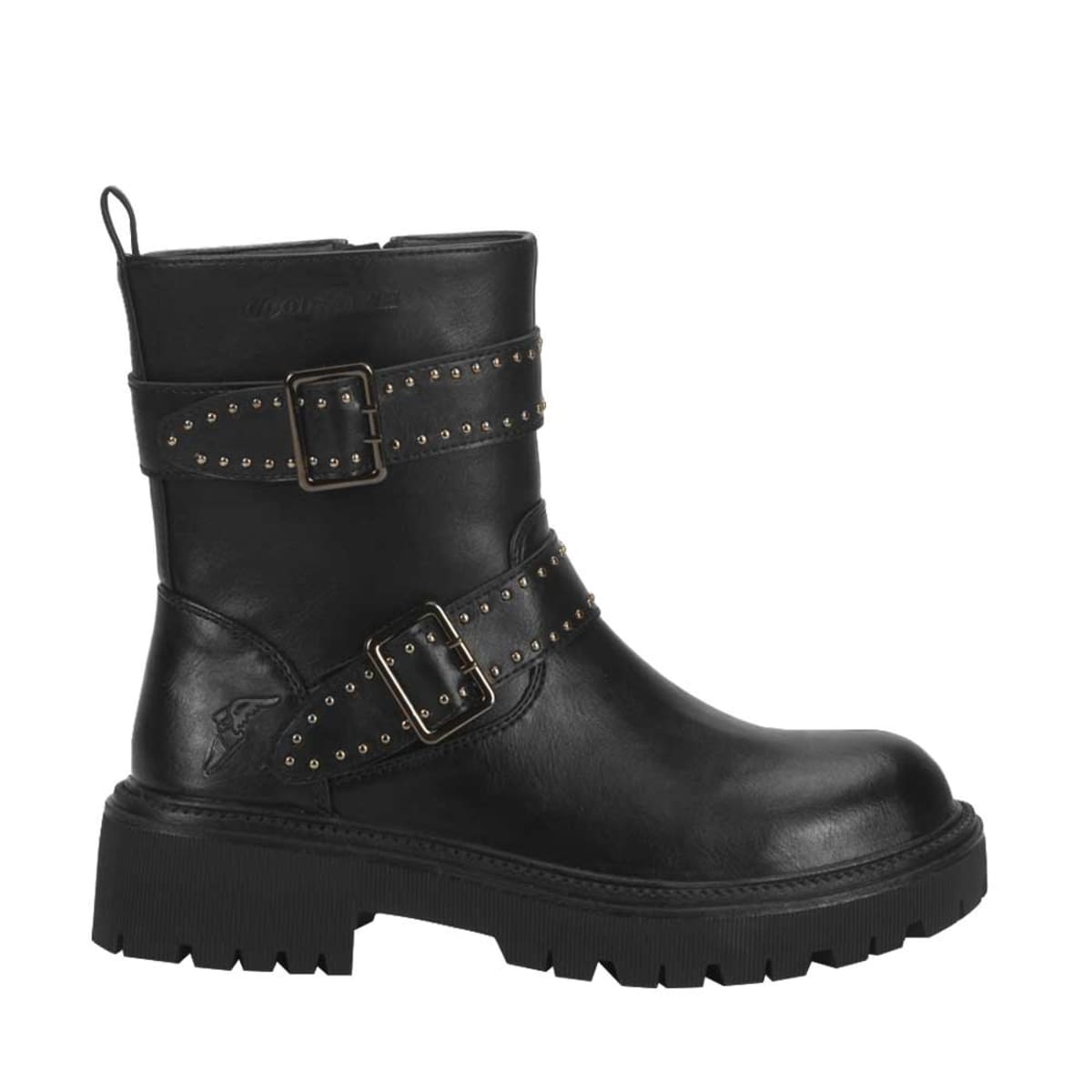 Moto bota Goodyear negra para mujer, con correas y hebillas, modelo 3501 993528