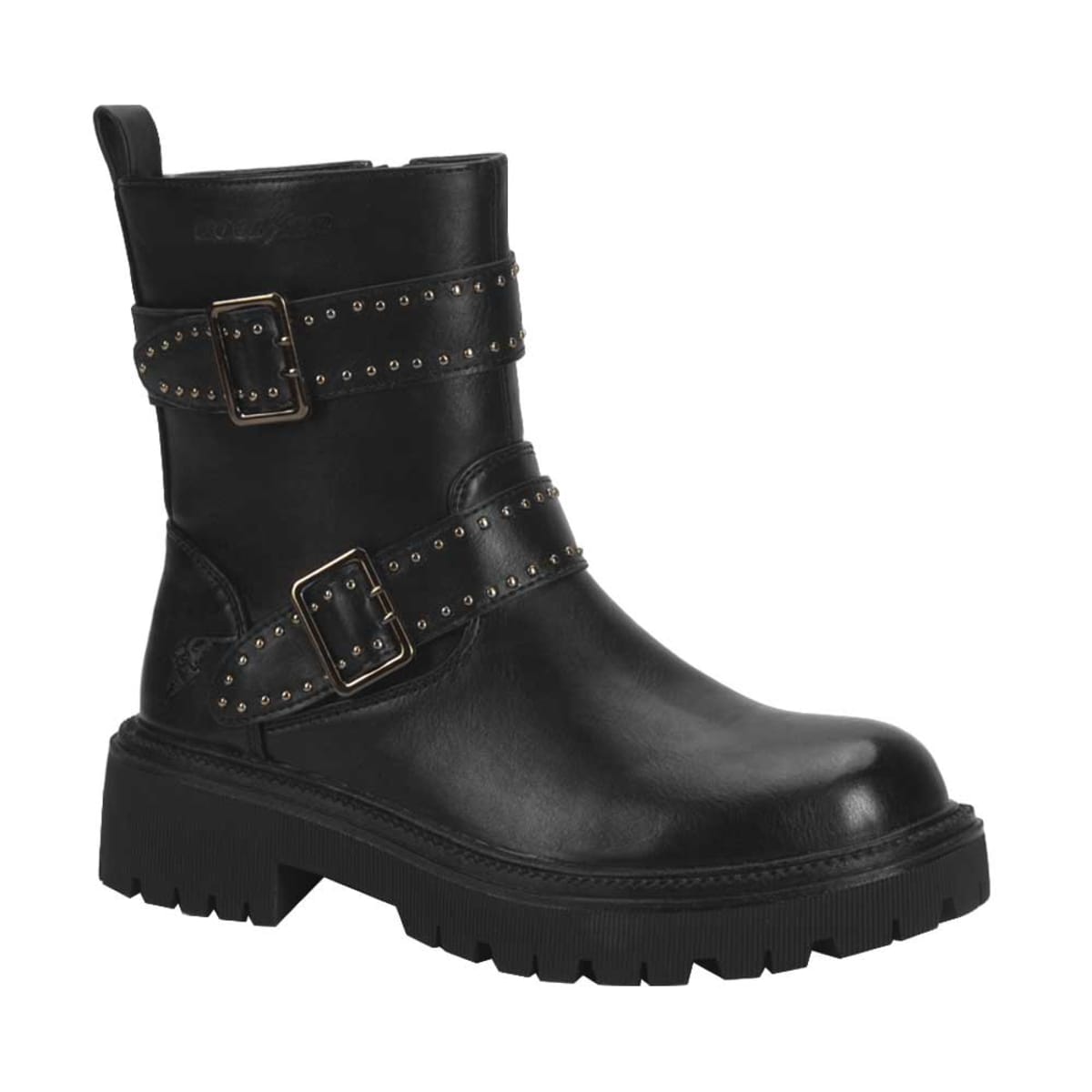 Moto bota Goodyear negra para mujer, con correas y hebillas, modelo 3501 993528