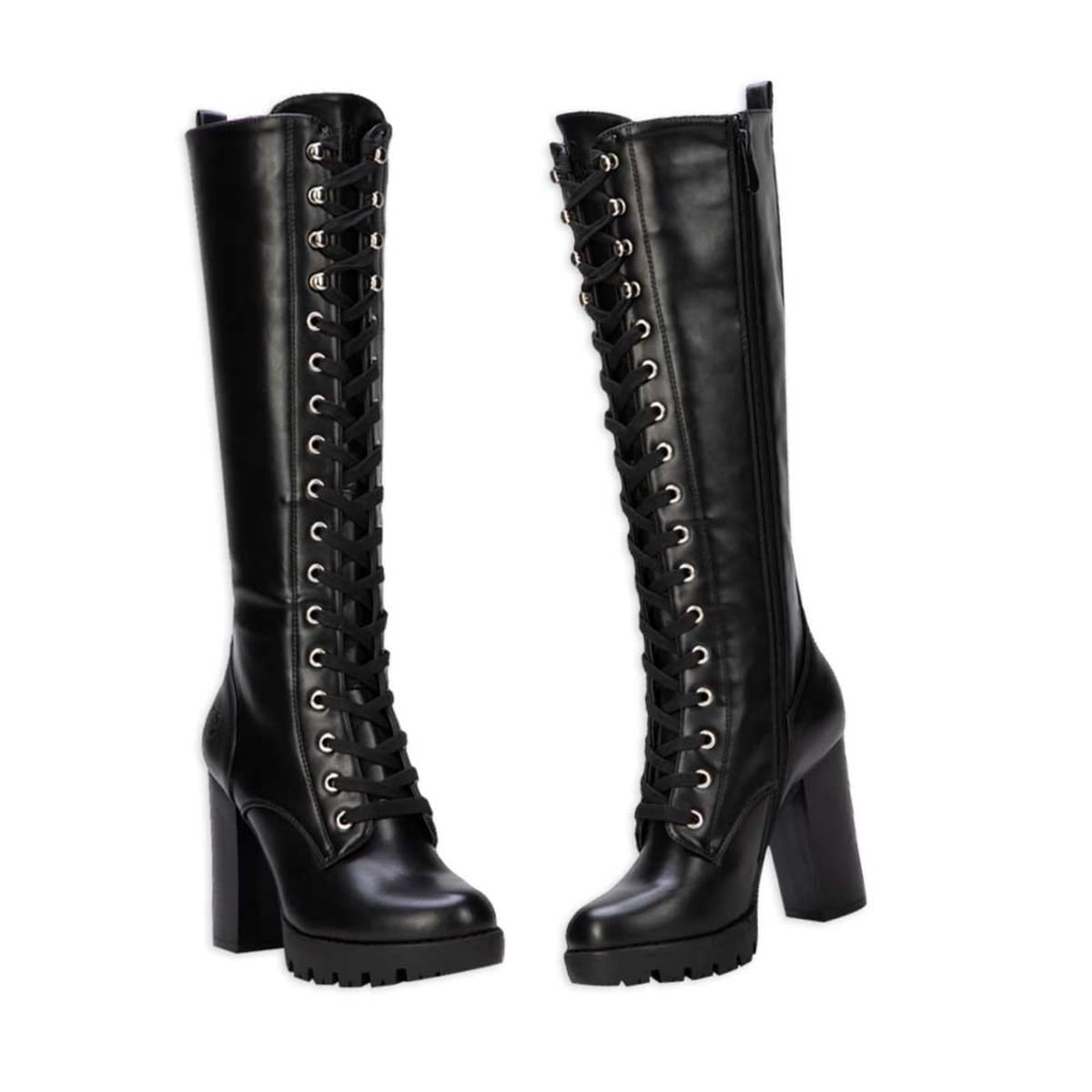 Botas de vestir para mujer Belinda Peregrin, altas, negras y con ajuste de agujetas, modelo 993800