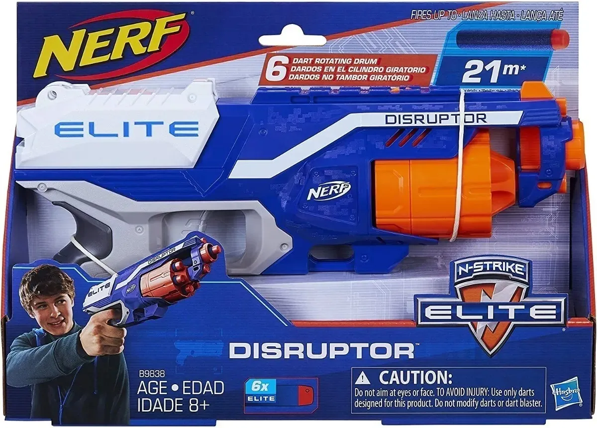 Pistola Nerf, Lanzador Elite Disruptor Juguete, Color Azul