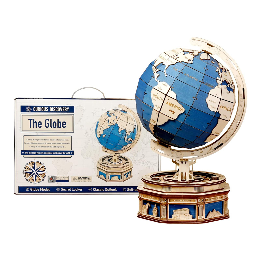 Rompecabezas 3d Globo Terráqueo Robotime Madera.