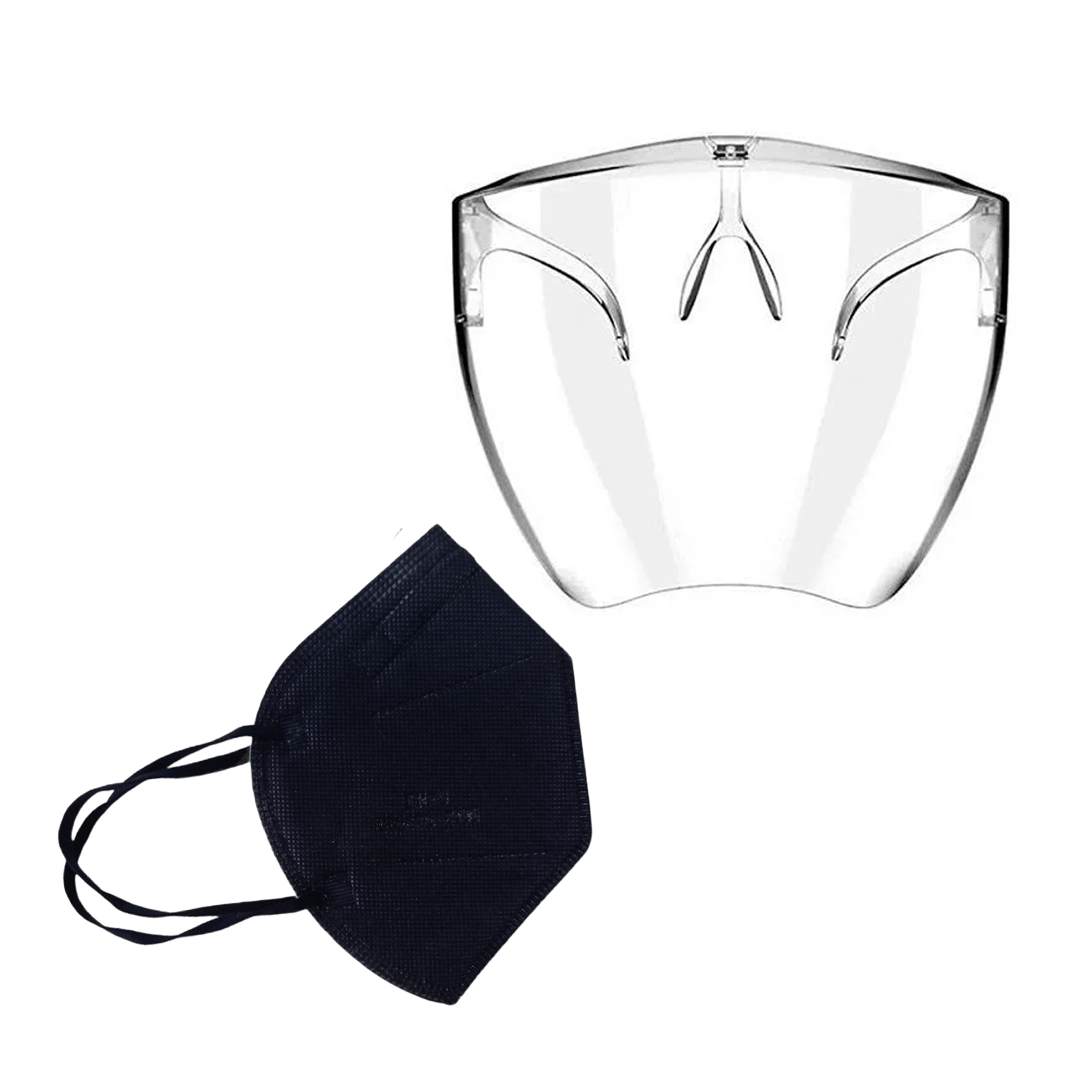 Paq 10 cubrebocas negro KN95 Tomods y 1 careta con armazón