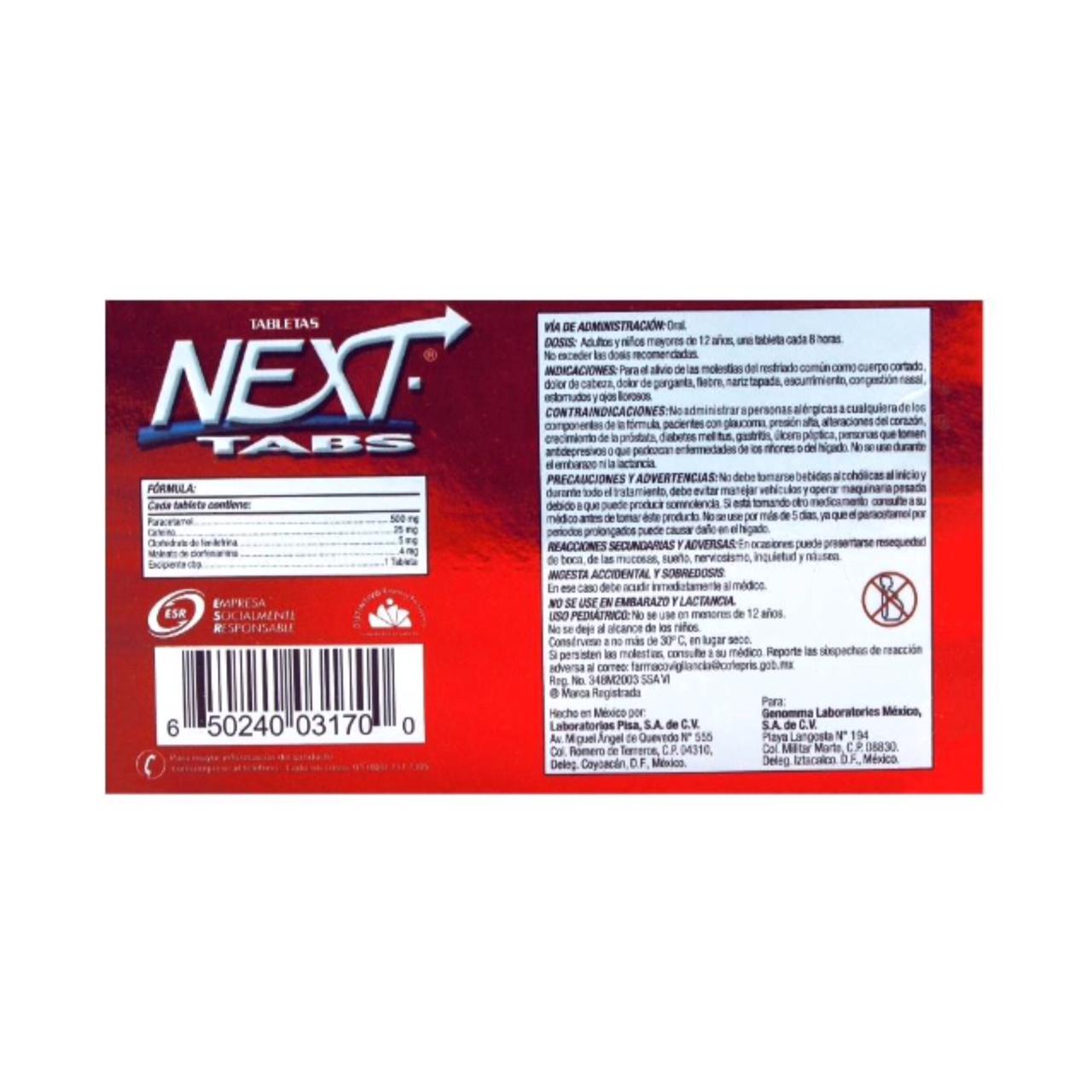 Next Tabletas caja con 20 Tabs (2 cajas)