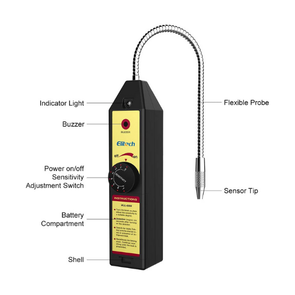 Detector De Fugas De Gas Refrigerante Halogeno | Elitech WJL-6000