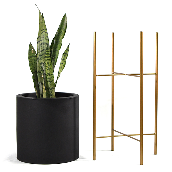 Set 3 Macetas Negras Modernas Con Base Metal Int/ext.