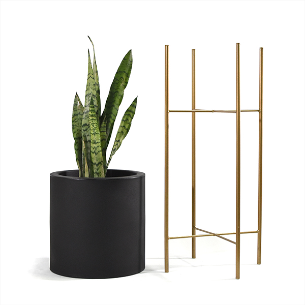 Set 3 Macetas Negras Modernas Con Base Metal Int/ext.